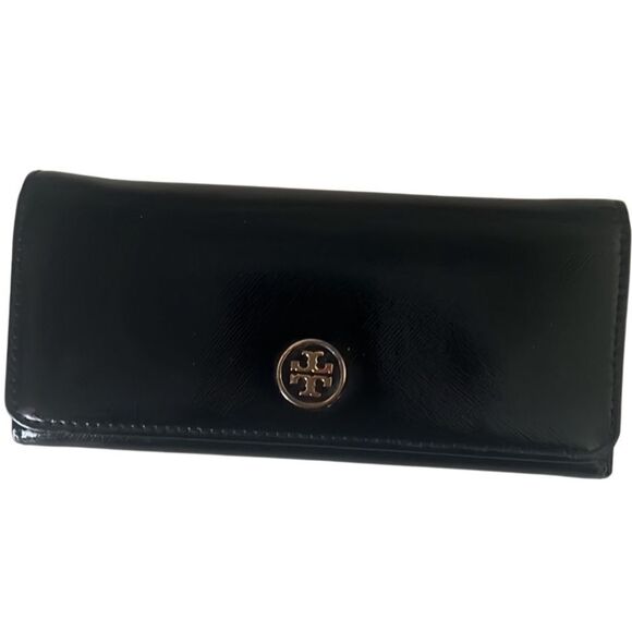 Tory Burch Black Leather Long Continental Evelope Wallet - Picture 2 of 14